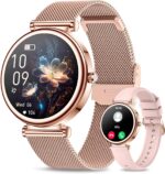 Smart Watches For Women(Make/Answer Call)，1.27" Activity Fitness Tracker Smartwatch For Android iOS 100+ Sport Modes Blood Pressure/Heart Rate/Sleep Monitor/Pedometerstep IP67 Waterproof -Rose Gold
