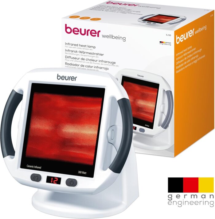 Beurer IL50 Infrared Heat Lamp, Soothing Heat For Colds And Muscle Tension, Infrared Light Therapy with 300 watts, Improves Blood Circulation, 100% UV Blocker, Medical Device - Image 7