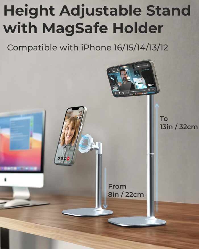 Cooper MagStand - Height Adjustable Stand for Desk, iPhone Holder for Desk, MagSafe Stand for iPhone 16 (Pro Max Plus)15/14/13/12 (Cream White) - Image 2