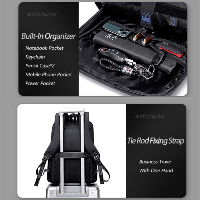 Arctic Hunter Durable Laptop Bag Light Weight Water Resistant with USB Jack Travel Backpack with Separate Laptop Compartment for Unisex, B00478 - Image 8