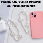 DKDDSSS 4 pcs Phone Charm, Beaded Phone Bracelet Strap, White Pearl Bow Cell Phone Charms, Cute Phone Charm - Image 4