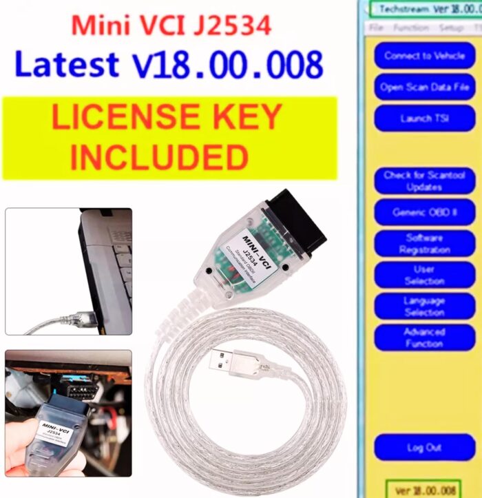 Tis Techstream V18 Mini VCI J2534 Passthru with Toyolex3 ECU Tuning Software OBD2 USB Diagnostic Scan Tool For Toyota Lexus Scion with Registration Key US EU Japan Other Install Support Online - Image 2