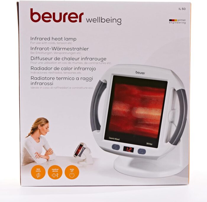 Beurer IL50 Infrared Heat Lamp, Soothing Heat For Colds And Muscle Tension, Infrared Light Therapy with 300 watts, Improves Blood Circulation, 100% UV Blocker, Medical Device - Image 11