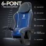Dowinx Multi-Functional Gaming Chair, Ergonomic High Back Reclining & Height Adjustable PU Leather Computer Chairs with Massage Cushion, Neck & Lumbar Support, Footrest (Black) - Image 6