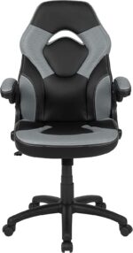 Flash Furniture X10 High-Back LeatherSoft Racing Style Gaming Chair with Flip-Up Arms, Ergonomic Padded Swivel Computer Chair, Gray/Black - Image 7