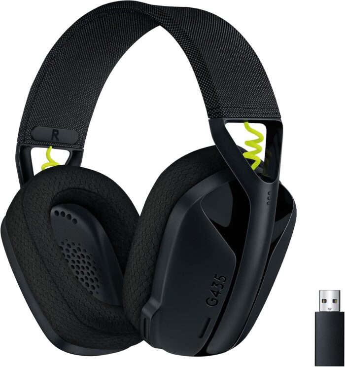 Logitech G435 Lightspeed & Bluetooth Wireless Gaming Headset – Ultra Lightweight 165G Over-Ear Headphones, Built-In Mics, 18H Battery, Compatible With Dolby Atmos, Pc, Ps4, Ps5, Mobile – Black