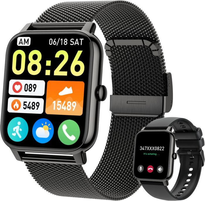 Boquaw Smart Watch for Men Fitness Tracker: Waterproof Smart Watches for Women Digital Mens Watches Make/Answer Call Running Smartwatch Android Phone iPhone Samsung Compatible Heart Rate Monitor