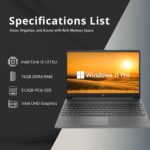 HP 15.6” FHD Laptop, Intel Core i3-1215U, 16GB RAM, 512GB SSD, Intel UHD Graphics, HD Webcam, Numpad, Wi-Fi 6, Bluetooth, Gray, Windows 11 Pro, 32GB USB Card - Image 2