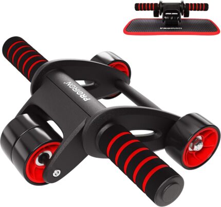 PROIRON AB Roller AB Wheel, 4 Wheels Foldable Ab Roller Wheel Exercise Equipment Innovative Ergonomic Noise-Free Abdominal Roller with Anti-Slip Handles for Abs&Core Workout