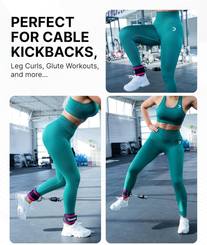 DMoose® Ankle Straps for Cable Machines - One Size Fit with Premium Padding, Glute Kickback Ankle Strap for Women & Men, Cable Attachments for Gym, Booty Workouts, Leg Extension & Hip Abductors - Image 2