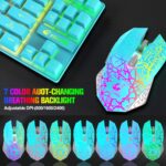 Wireless Gaming Keyboard and Mouse Combo with 87 Key Rainbow LED Backlight Rechargeable 3800mAh Battery Mechanical Feel Anti-ghosting Ergonomic Waterproof RGB Mute Mice for Computer PC Gamer (Blue) - Image 6