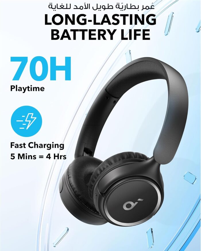 soundcore By Anker H30i Wireless On-Ear Headphones, Foldable Design, Pure Bass, 70H Playtime, Bluetooth 5.3, Lightweight and Comfortable, App Connectivity, Multipoint Connection - Image 3