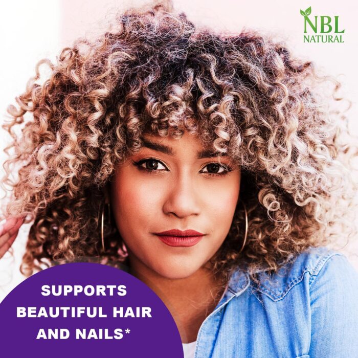NBL Natural Hair Vitamins 60 Gummies Supplement with Vitamin C, Biotin & Folic Acid Supports Hair Growth, Hair Loss, Healthy Hair, Skin & Nails | Hair Multivitamins Supplements for Men Women's - Image 4