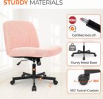 Orange Factory Criss Cross Legged Armless Desk Reading Chair with Wheels Swivel Modern Ergonomic Vanity Bedroom Adjustable Wide Comfy Computer Gaming Chairs for Home Office (Pink) - Image 7