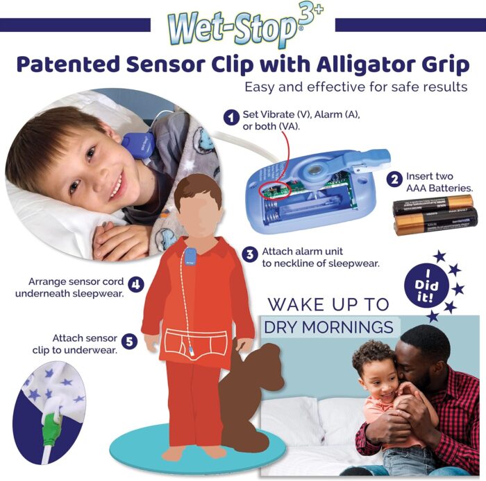 Wet-Stop 3 Bedwetting Alarm (BLUE) 6 Alarms & Vibration, Enuresis Alarm, Incontinence, Potty Training - Image 3