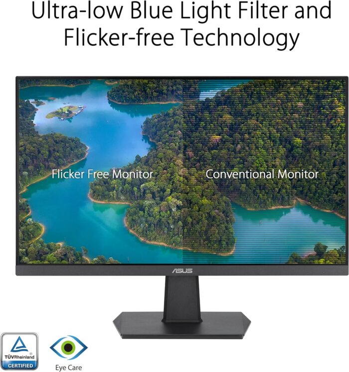 ASUS VA24EHF Eye Care Gaming Monitor – 24-inch (23.8-inch viewable), IPS, Full HD, Frameless, 100Hz, Adaptive-Sync, 1ms MPRT, HDMI, Low Blue Light, Flicker Free, Wall Mountable - Image 4