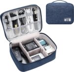 Electronics Organizer Bag, Waterproof Portable Travel Case for Cables Chargers Accessories, Multi-Purpose Digital Storage Pouch, Large Capacity, Navy, 1PCS