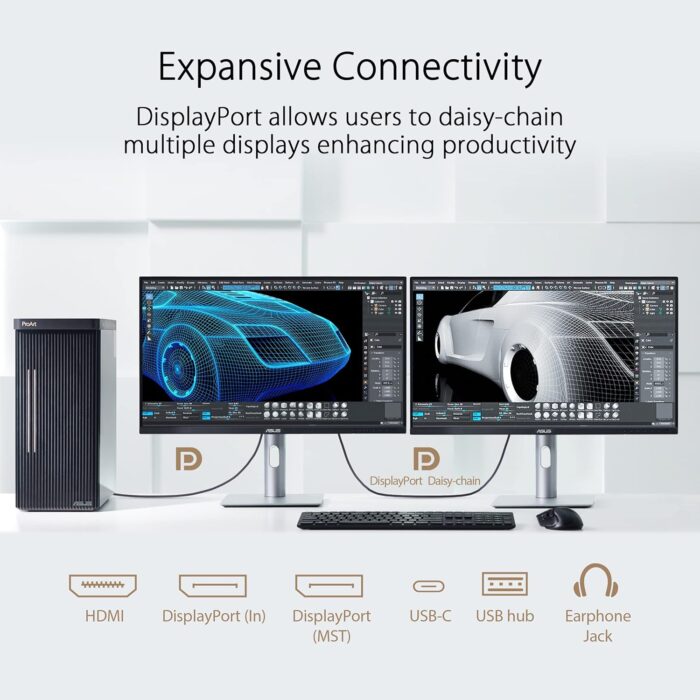 ASUS ProArt Display 27” 4K HDR Professional Monitor (PA279CRV) - IPS, UHD (3840 x 2160), 99% DCI-P3/Adobe RGB, ΔE < 2, Calman Verified, USB-C PD 96W, DisplayPort, Daisy-Chain, Height Adjustable - Image 5
