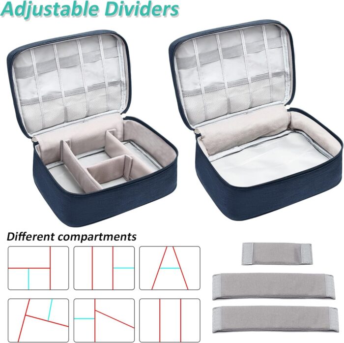 Electronics Organizer Bag, Waterproof Portable Travel Case for Cables Chargers Accessories, Multi-Purpose Digital Storage Pouch, Large Capacity, Navy, 1PCS - Image 4