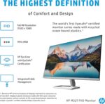 HP M32f Ultraslim Monitor 31.5 Inch, Full HD 1080p, 7ms Response Time, 2x HDMI, 1x VGA, Anti Glare, Blue Light Filter, Flicker Free, HP Eye Ease with Eye Safe Certification, Silver and Black - Image 3