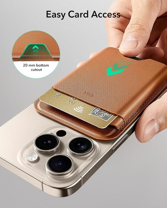 ESR for MagSafe Wallet, 5-Card Holder, Magnetic Wallet for iPhone, RFID Blocking, with 3,200 g Magnetic Strength, Vegan Leather, Slim for iPhone 16/15/14/13/12 Series, Not for 13/12 Mini, Brown - Image 4