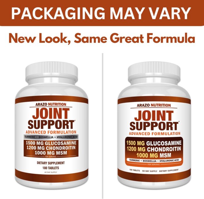 Arazo Nutrition Glucosamine Chondroitin Turmeric Msm Boswellia Joint Support Supplement for Relief (10oz,180 Tablets) - Image 8