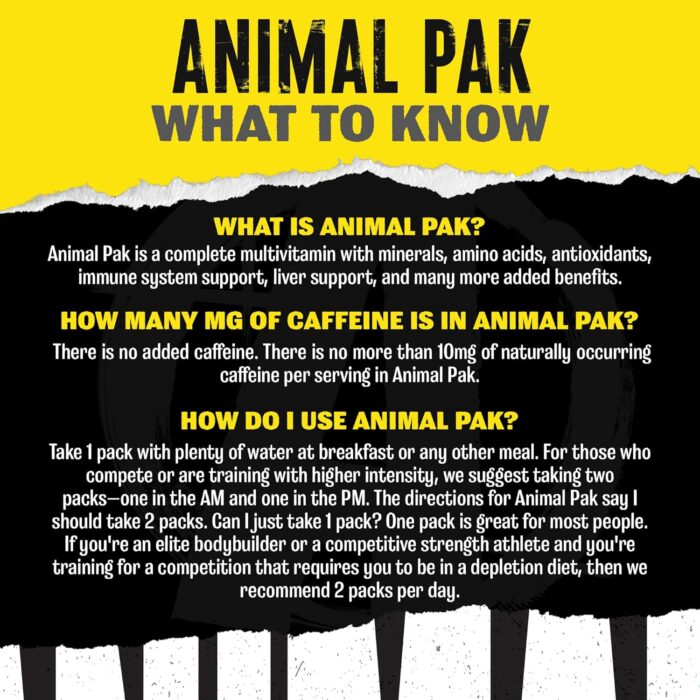 Animal Pak - Convenient All-in-One Vitamin & Supplement Pack - Zinc, Vitamins C, B, D, Amino Acids and More - Sports Nutrition Performance Mulitvitamin for Women & Men - Updated Version - 30 Count - Image 2