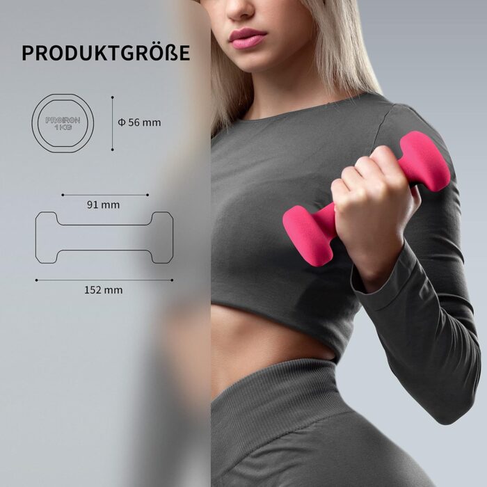 PROIRON Neoprene Dumbbells Weights Exercise & Fitness Dumbbells in 1kg 1.5kg 2kg 3kg 4kg 5kg 8kg 10kg Pair - Image 7