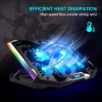 TopMate C11 Laptop Cooling Pad RGB Gaming Notebook Cooler, Laptop Fan Stand Adjustable Height with 6 Quiet Fans and Phone Holder, Computer Chill Mat, for 15.6-17.3 Inch Laptops - Blue LED Light - Image 2