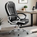 NEO CHAIR Office Desk Ergonomic Gaming Chair High Back Adjustable Computer Chair with Wheels and Lumbar Support Comfy Leather Executive Swivel (Black) - Image 2