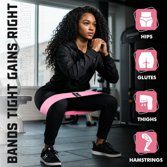 PFX Resistance Bands Set – Non-Slip Fabric Exercise Bands for Women & Men – Hip, Glutes, Legs, Butt & Thigh Workout Bands – Heavy-Duty Elastic Fitness Loop Bands for Squats, Yoga & Pilates - Image 6