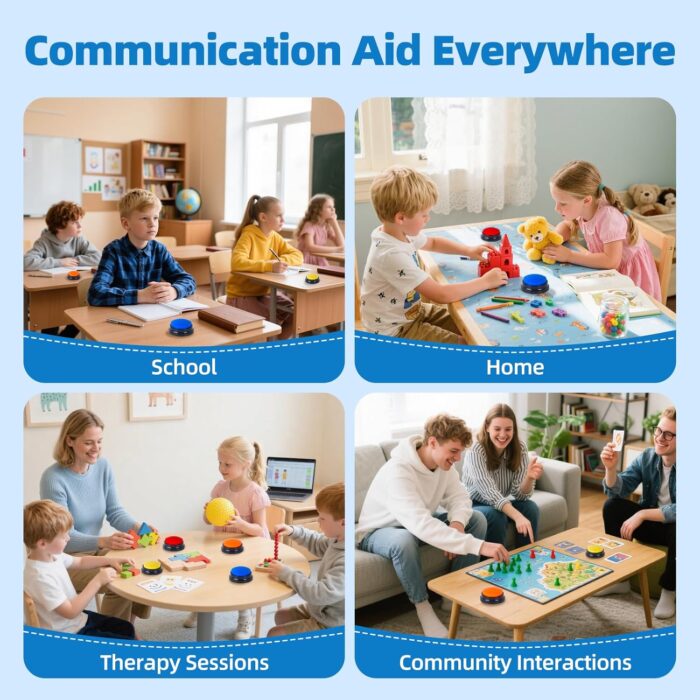 4 Pack Portable AAC Communication Devices for Autism Individuals with Communication Difficulties, Communication Device for Nonverbal Kids, Voice Recording Buttons for Schools, Home, Treatment Courses - Image 7