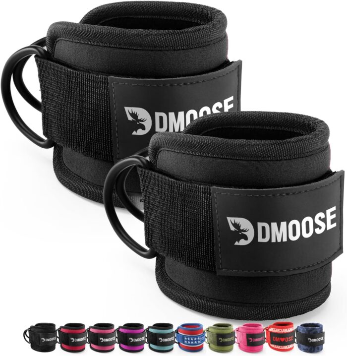 DMoose® Ankle Straps for Cable Machines – One Size Fit with Premium Padding, Glute Kickback Ankle Strap for Women & Men, Cable Attachments for Gym, Booty Workouts, Leg Extension & Hip Abductors