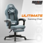 DROGO Premium Ergonomic Gaming Chair, Video Game Chair with Linkage Armrest, Footrest & Adjustable Computer Chair/Home & Office Chair with Fabric Material, Head & Lumbar Pillow with Recline (Grey) - Image 8