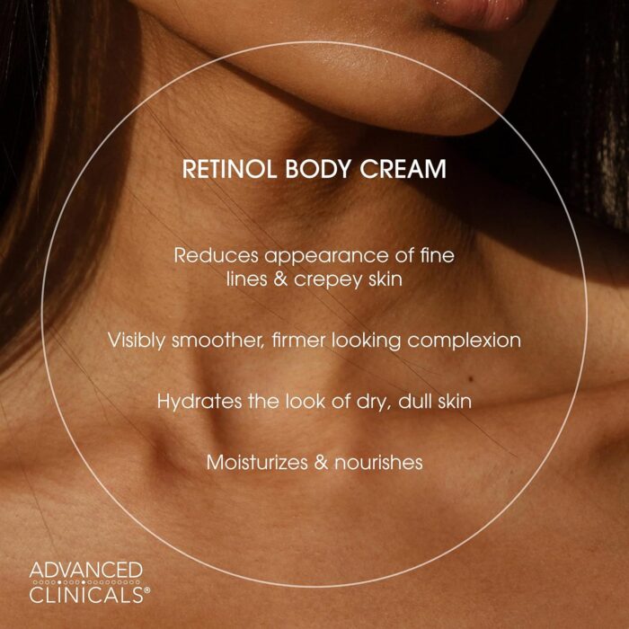 Advanced Clinicals Retinol Body Lotion + Brightening Vitamin C Cream 2pc Skin Care Set | Skin Tightening Body Moisturizer & Face Lotion | Crepey Skin Care Treatment | Skin Care Products, 2pc Set - Image 5