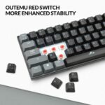 Rii [Arabic layout]RK802 Wireless Gaming keyboard, 3 Modes(Bluetooth/2.4G/Wired), 60% Rechargeable RGB Backlit Gaming Keyboard Red Switch for PC Windows Laptop(Black) - Image 6