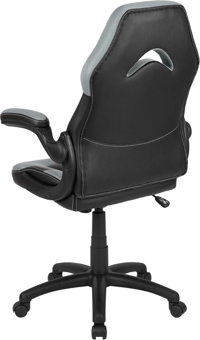 Flash Furniture X10 High-Back LeatherSoft Racing Style Gaming Chair with Flip-Up Arms, Ergonomic Padded Swivel Computer Chair, Gray/Black - Image 5