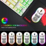 FELICON Gaming Keyboard and Mouse Combo,88 Keys Compact Rainbow Backlit Mechanical Feel Keyboard,RGB Backlit 6400 DPI Lightweight Gaming Mouse with Honeycomb Shell for Windows PC Gamers (White) - Image 5