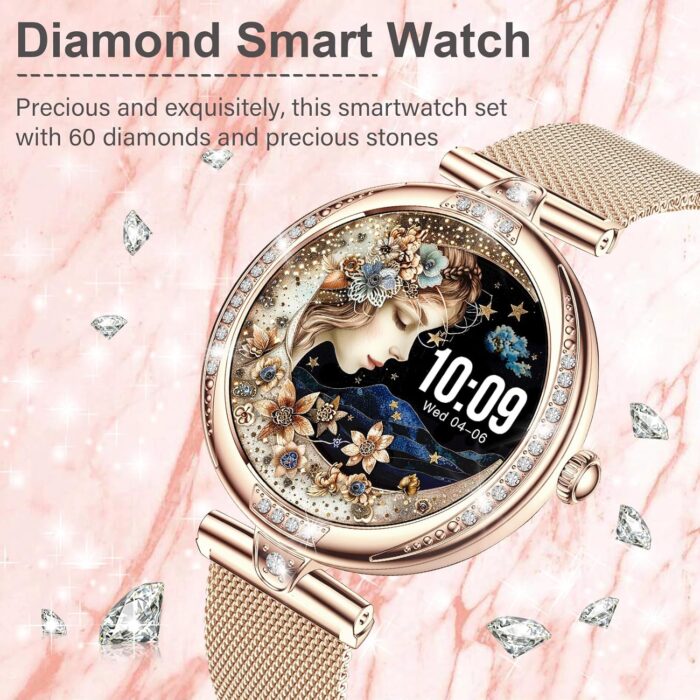 Efolen Smart Watch for Women(Make/Answer Call), 1.19" AMOLED Screen Fitness Tracker 110+ Sports Modes IP68 Waterproof Step Counter/BP/Heart Rate/Sleep Monitor SmartWatches for Android iOS -Rose Gold - Image 2