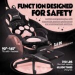 Pink Gaming Chair Cute with Cat Ears Paw Lumbar and Cushion,Ergonomic Computer Chair with Footrest,Reclining PC Game Chair for Girl Computer Chair 300lbs for Adult - Image 6