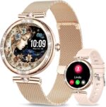 Efolen Smart Watch for Women(Make/Answer Call), 1.19" AMOLED Screen Fitness Tracker 110+ Sports Modes IP68 Waterproof Step Counter/BP/Heart Rate/Sleep Monitor SmartWatches for Android iOS -Rose Gold
