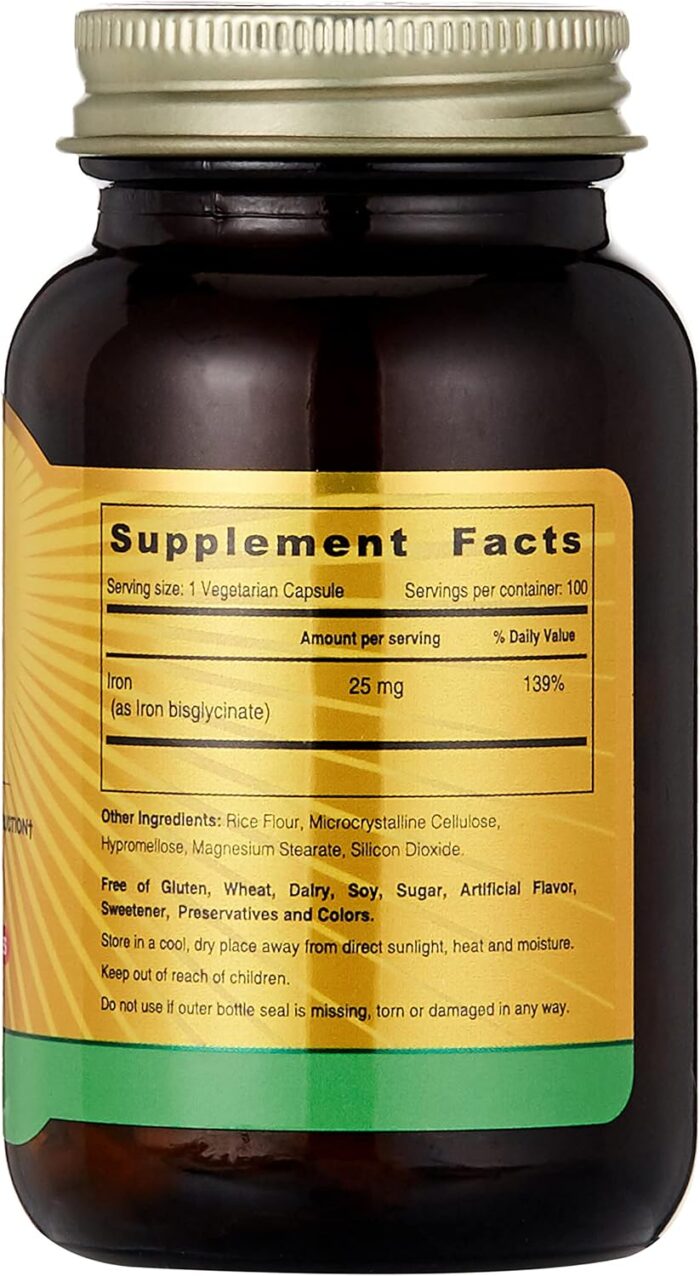 Sunshine Nutrition Iron 25 Mg, 100 Capsules | Supports Red Blood Cell Production | Gentle On Stomach & Non-Constipating - Image 3