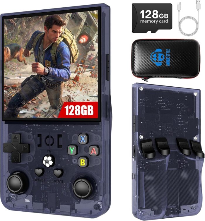 2025 New Upgrade R36MAX Retro Handheld Game Console with 60GB Built-in 15000 Classic Games, Portable Hand Held Open Source Linux System 4.0-in 4k HD IPS Screen Video Player(Gray 60GB) - Image 8