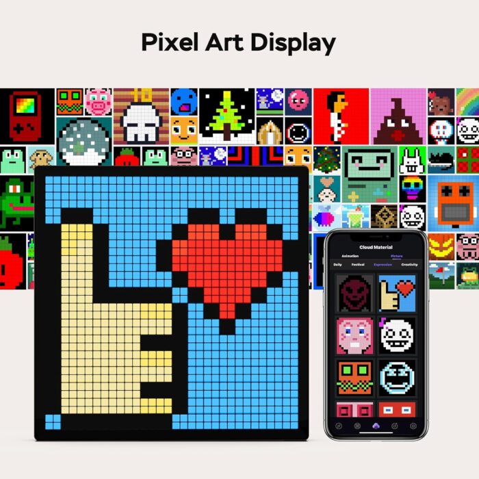 iDotMatrix LED Pixel Display, 32x32 Programmable Pixel Art Display with APP Control for Kids Boys Girls, Creative Animations,Fun Text and Digital Clock, Gaming Accessories for Desk/Wall Room Decor - Image 5