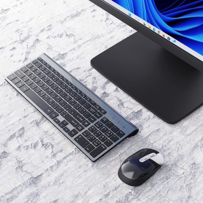 CREATMOR Wireless Keyboard and Mouse Arabic/English,Ultra Thin Design Keyboard and Mouse 2.4G with USB A & Type C Receiver Wireless Keyboard and Mouse Combo For Windows MAC Arabic/English - Image 2
