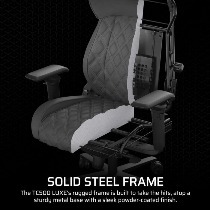 Corsair TC500 Luxe Gaming Chair – Premium Breathable Fabric – Wide Seat – Five-Way Adjustable Armrests – Adjustable Built-in Lumbar Support – 90-160 Degree Recline – Shadow - Image 8