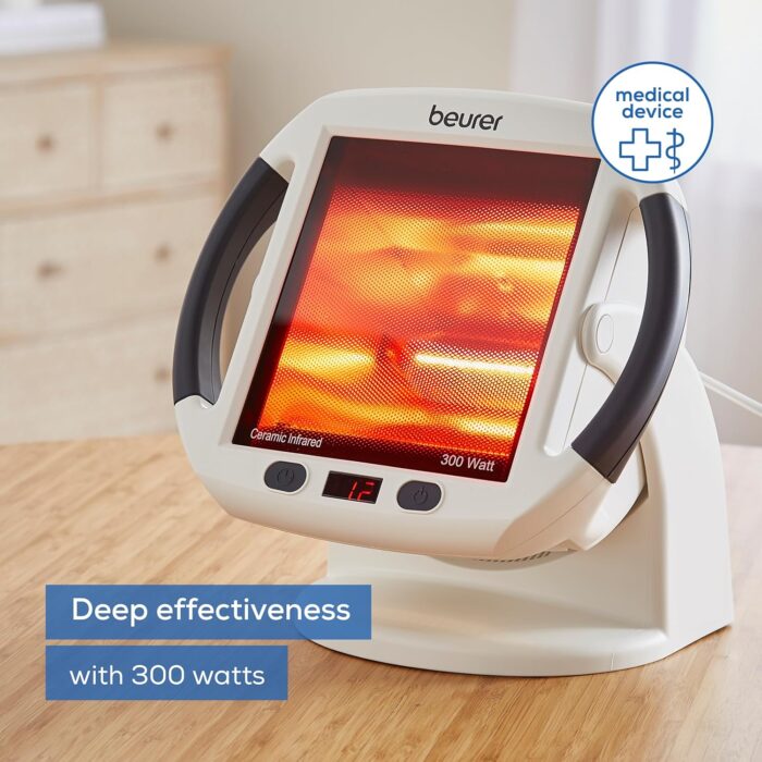 Beurer IL50 Infrared Heat Lamp, Soothing Heat For Colds And Muscle Tension, Infrared Light Therapy with 300 watts, Improves Blood Circulation, 100% UV Blocker, Medical Device - Image 2