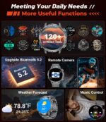 HIRREO Military Smart Watch for Men, 1.85'' HD Large Screen Smartwatch, Flashlight/IP68 Waterproof/800mAh/Pedometer/100+ Sports Fitness Tracker, Mens Smart Watches for Android iPhone Compatible - Image 6