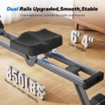 Merach Rowing Machines for Home Use,Quiet Magnetic Rower Machine 16 Levels of Resistance,Dual Slide Rail with Max 160kg Weight Capacity, App Compatible with LCD Monitor - Image 3