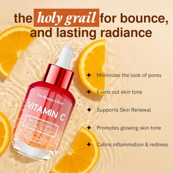 Vitamin C Brightening Facial Serum - Anti-Aging Skincare Hydrating Nourishing Radiant Complexion - All Skin Types - Lightweight Natural Ingredients - Vegan, Paraben & Cruelty Free - 1.69 Fl. Oz - Image 2